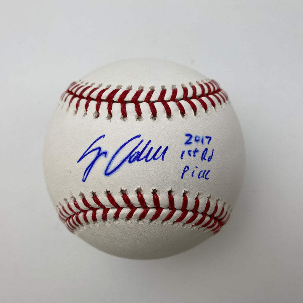 Autographed/Signed Jo Adell 2017 1st Round Pick Rawlings Official Major League Baseball ROML Beckett BAS COA Auto