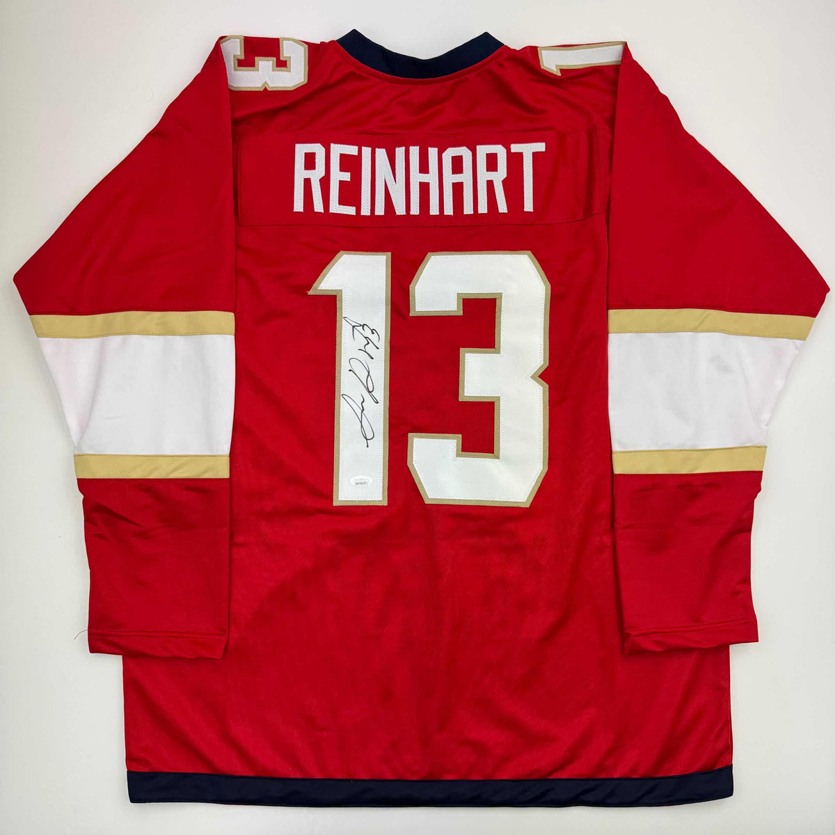 Autographed/Signed Sam Reinhart Florida Red Hockey Jersey JSA COA