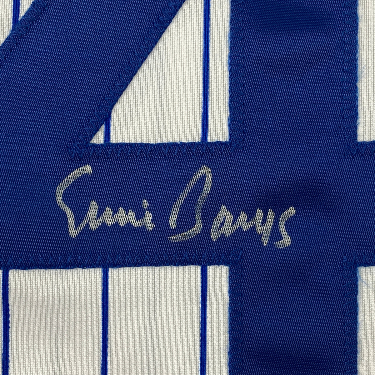 Autographed/Signed Ernie Banks Chicago Pinstripe Baseball Jersey JSA COA