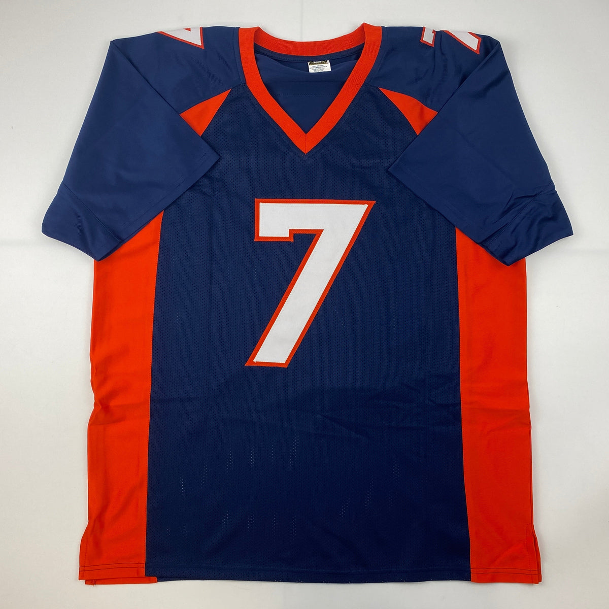 Autographed/Signed John Elway Denver Blue Football Jersey JSA COA