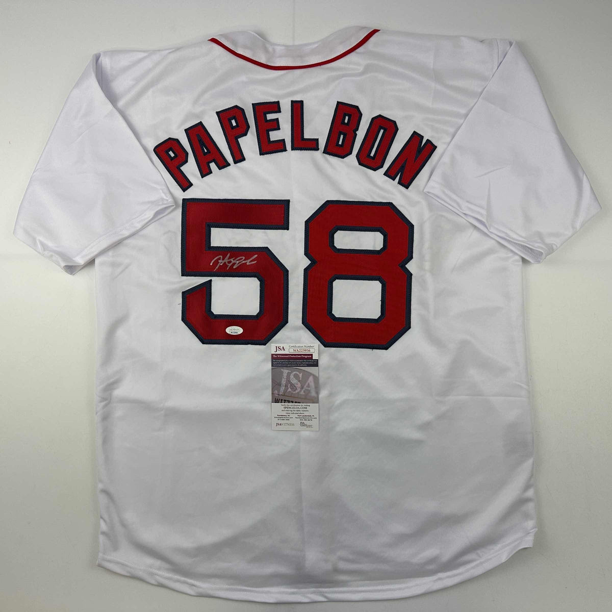 Autographed/Signed Jonathan Papelbon Boston White Baseball Jersey JSA COA