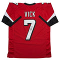 Autographed/Signed Michael Mike Vick Atlanta Red Football Jersey Beckett BAS COA