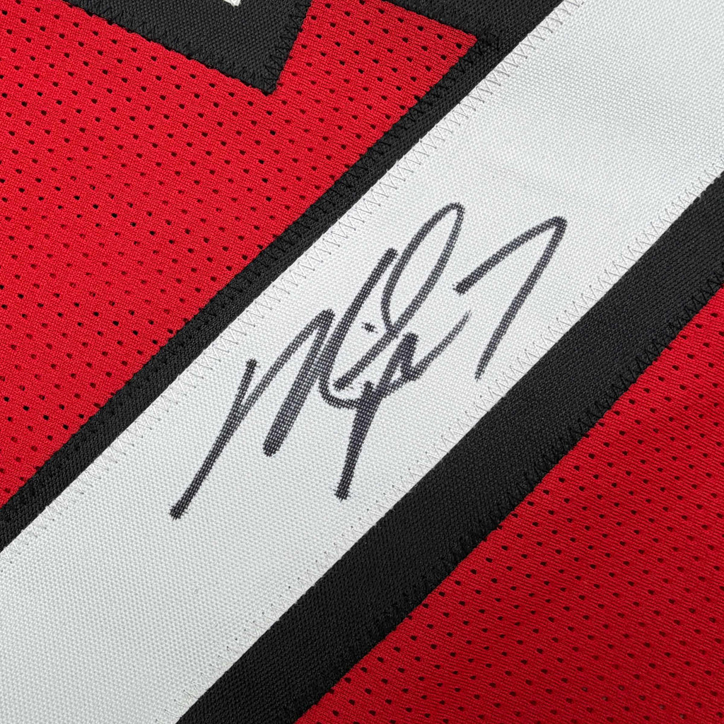 Autographed/Signed Michael Mike Vick Atlanta Red Football Jersey Beckett BAS COA