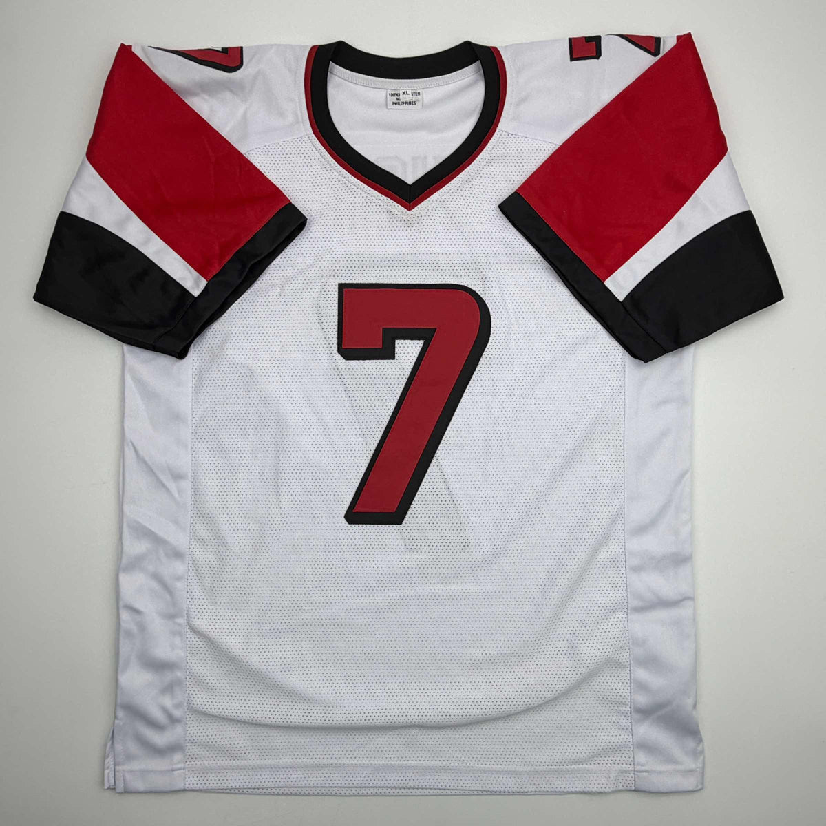 Autographed/Signed Michael Mike Vick Atlanta White Football Jersey Beckett BAS COA