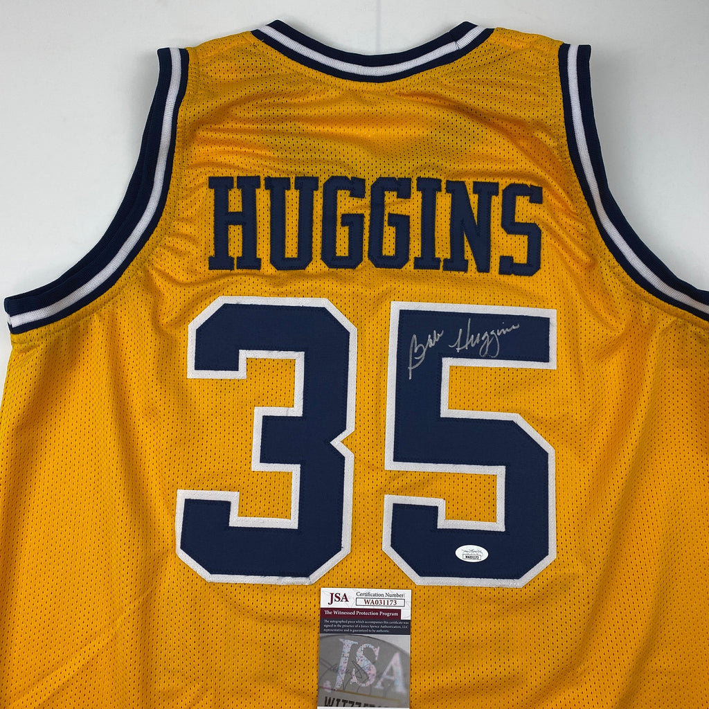 Autographed/Signed Bob Huggins West Virginia Yellow College Basketball Jersey JSA COA