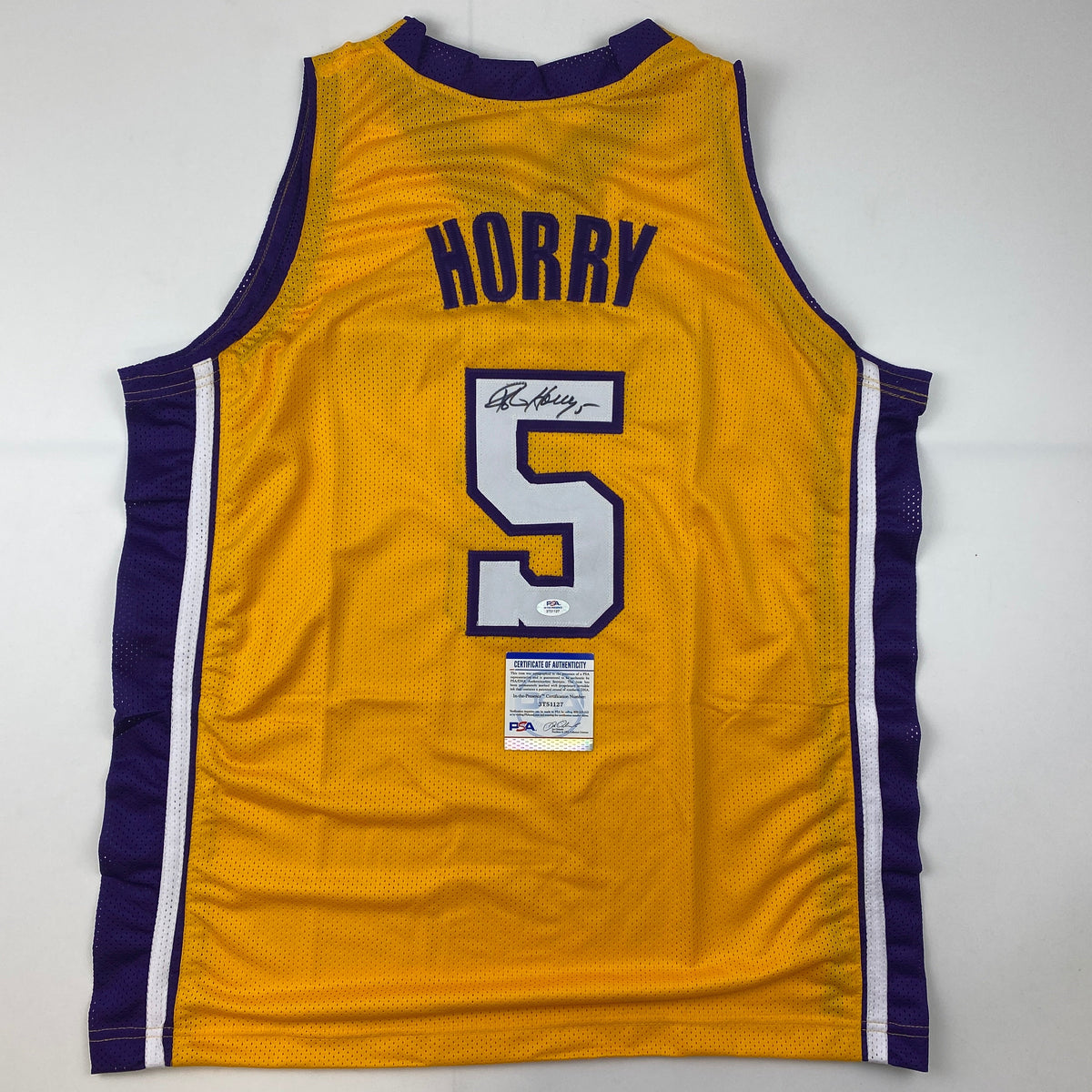 Autographed/Signed Robert Horry Los Angeles LA Yellow Basketball Jersey PSA/DNA COA