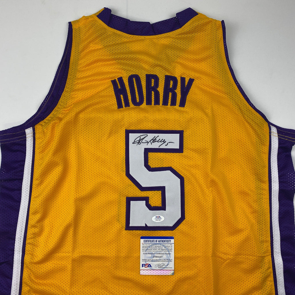 Autographed/Signed Robert Horry Los Angeles LA Yellow Basketball Jersey PSA/DNA COA