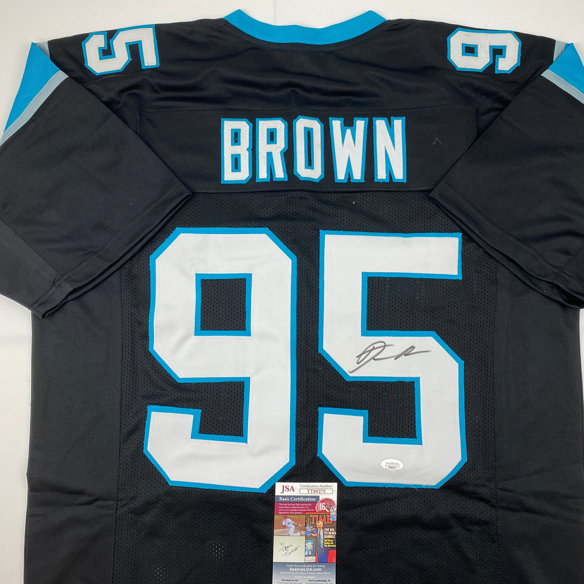 Autographed/Signed Derrick Brown Carolina Black Football Jersey JSA COA