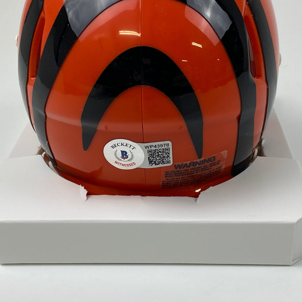 Autographed/Signed Chad Johnson Ochocinco Cincinnati Bengals Mini Football Helmet Beckett BAS COA