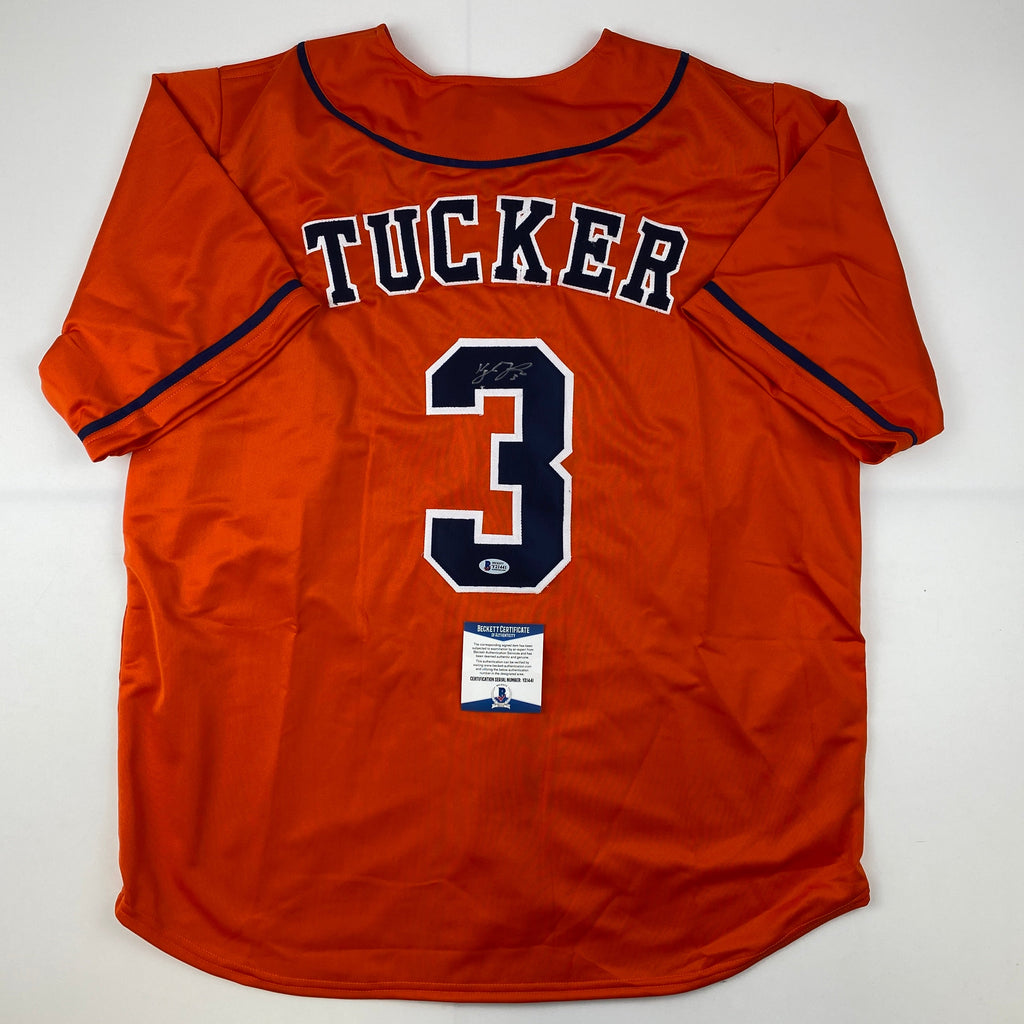 Autographed/Signed Kyle Tucker Houston Orange Baseball Jersey Beckett BAS COA
