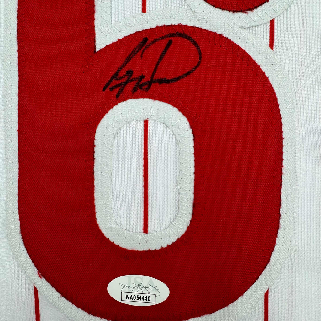Framed Autographed/Signed Ryan Howard 35x39 Philadelphia Pinstripe Baseball Jersey JSA COA