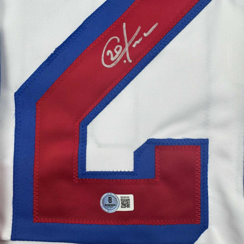 Autographed/Signed Chris Kreider New York White Hockey Jersey Beckett BAS COA