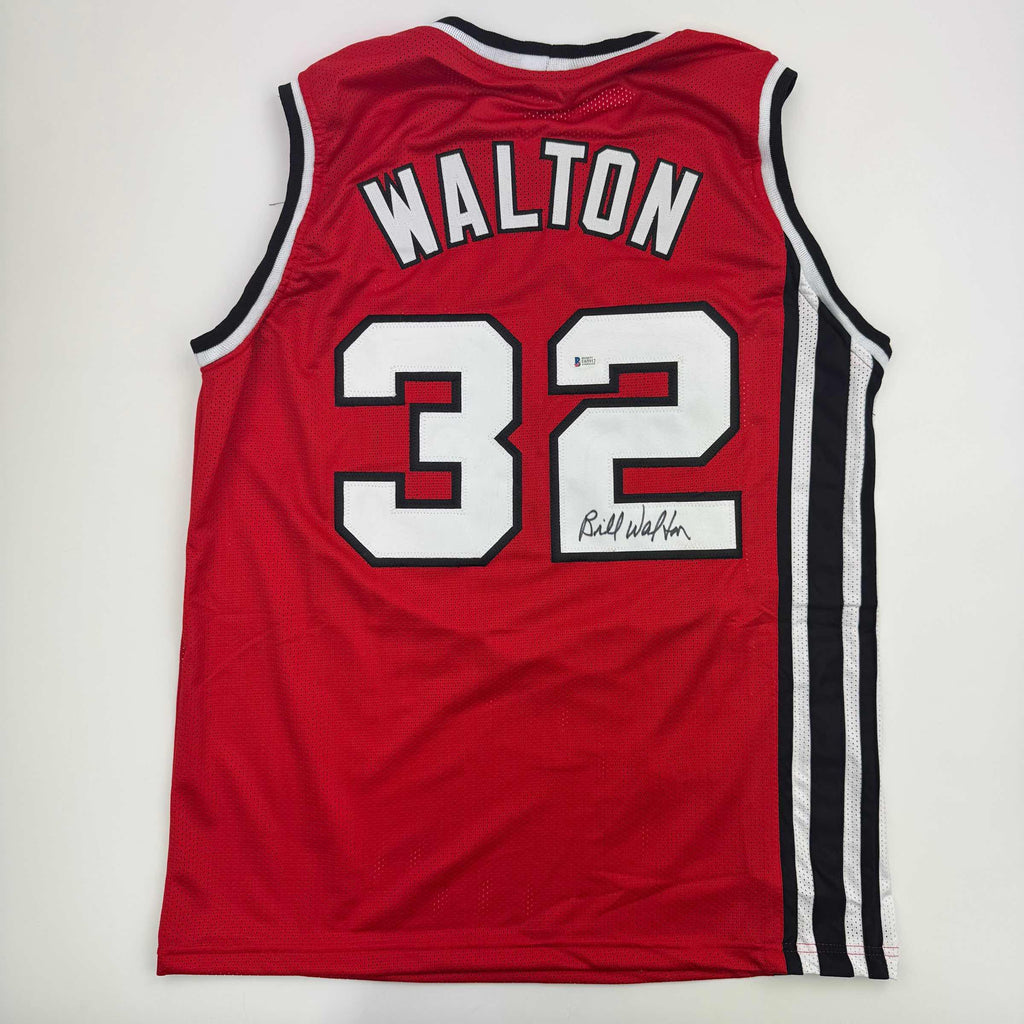 Autographed/Signed Bill Walton Portland Red Basketball Jersey JSA COA