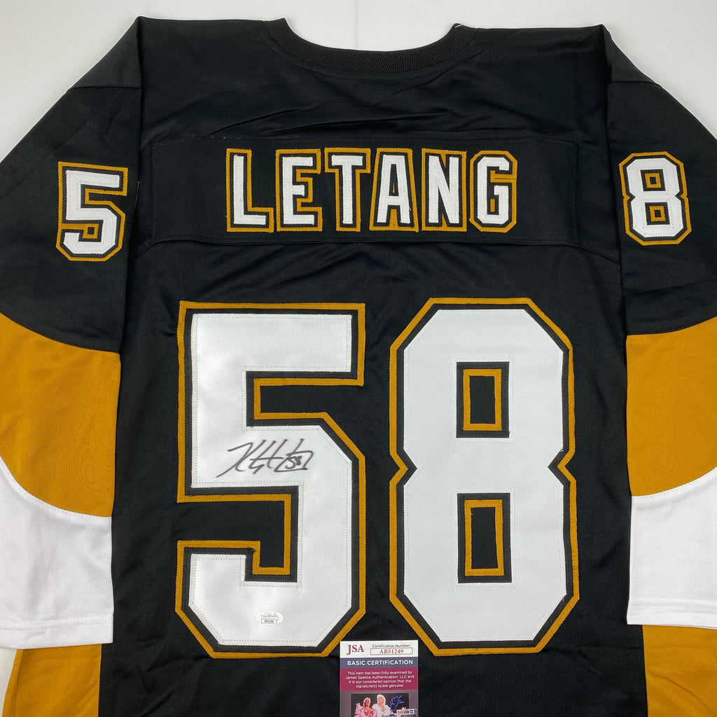 Autographed/Signed Kris Letang Pittsburgh Black Hockey Jersey JSA COA