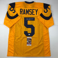 Autographed/Signed Jalen Ramsey Los Angeles LA Yellow Color Rush Football Jersey JSA COA
