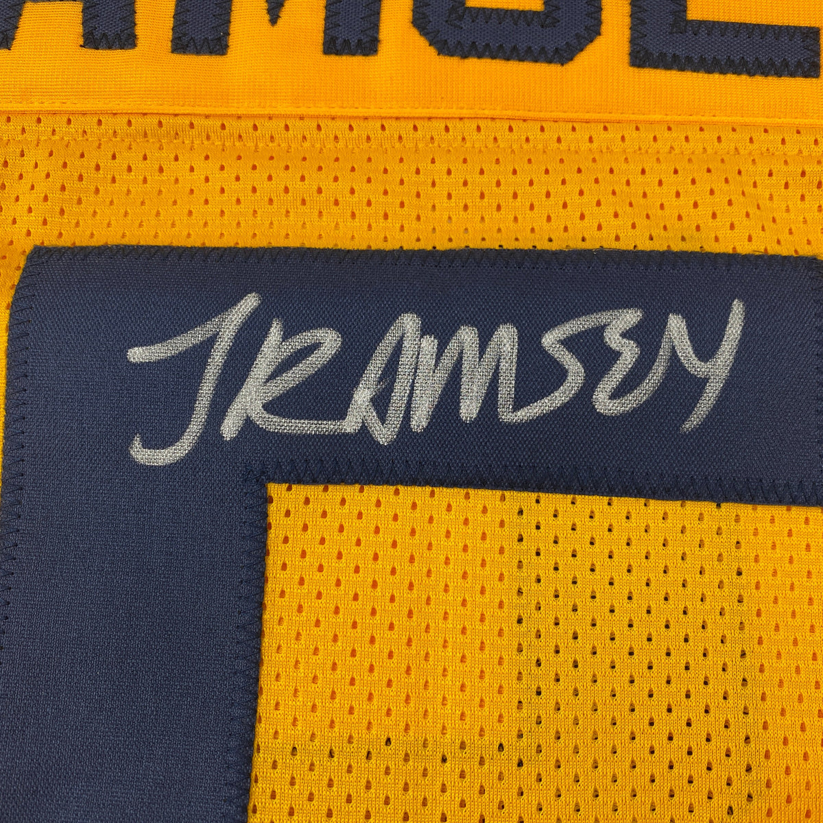Autographed/Signed Jalen Ramsey Los Angeles LA Yellow Color Rush Football Jersey JSA COA