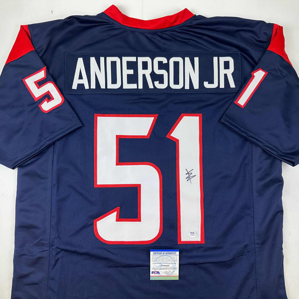Autographed/Signed Will Anderson Jr. Houston Blue Football Jersey PSA/DNA COA