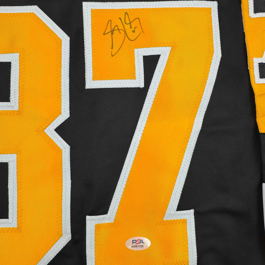 Autographed/Signed Sidney Crosby Pittsburgh Black Hockey Jersey PSA COA