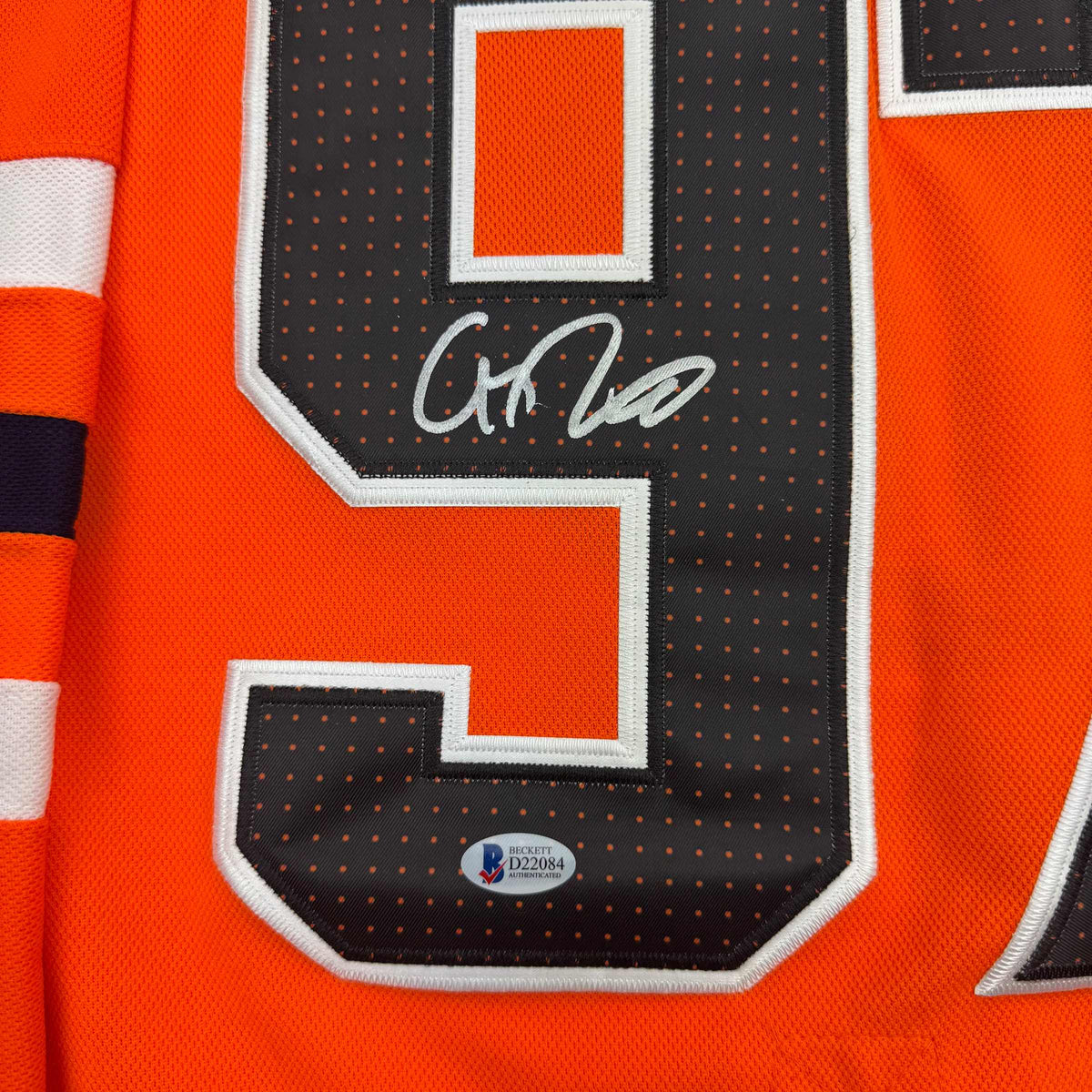 Autographed/Signed Connor McDavid Edmonton Orange Hockey Jersey Beckett BAS COA