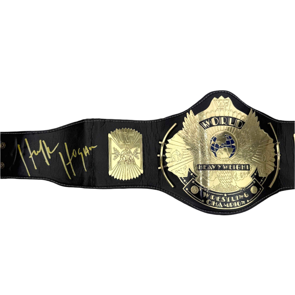 Autographed/Signed Hulk Hogan Inscribed "Brother" WWE World Heavy Weight Champion Black Replica Wrestling Belt JSA COA