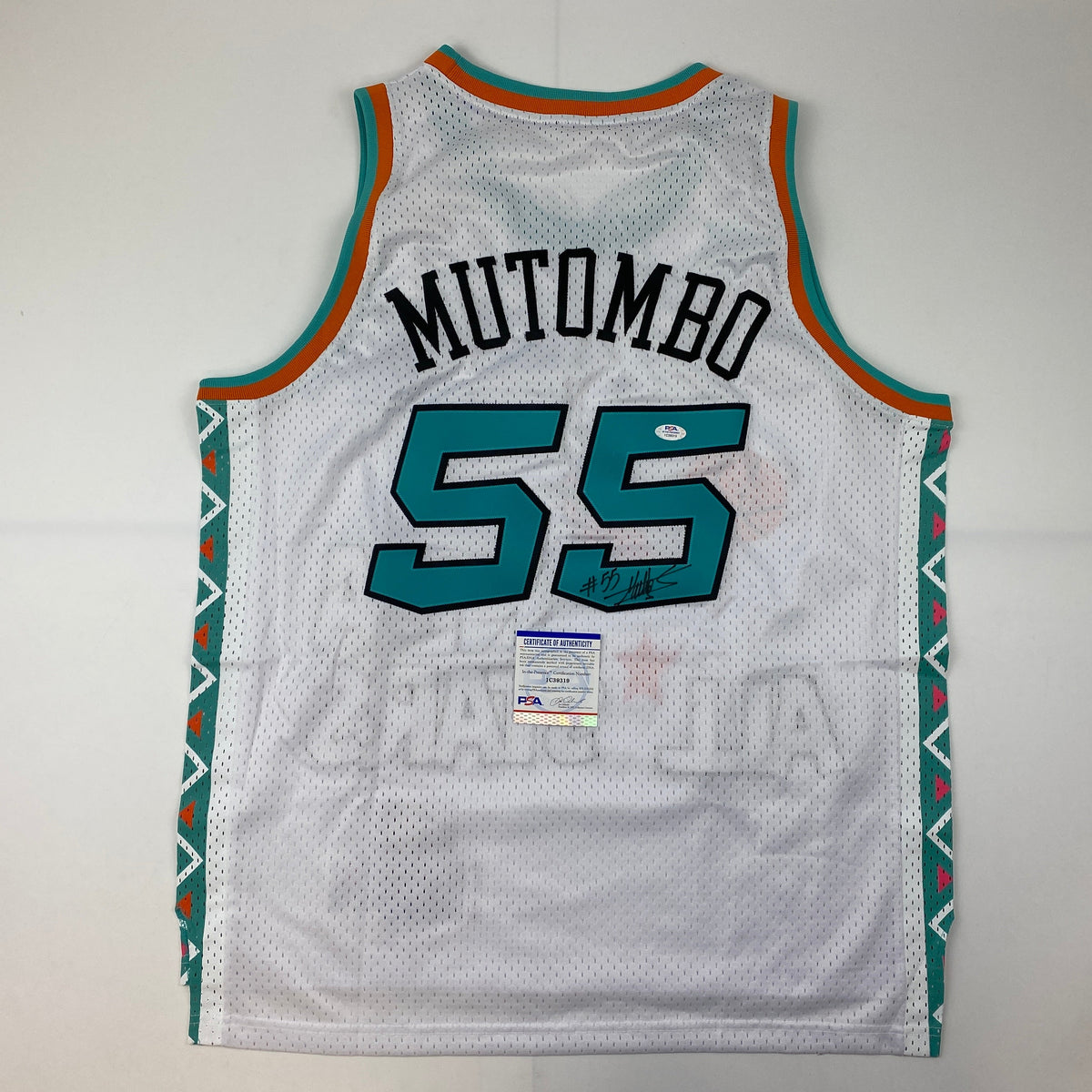 Autographed/Signed Dikembe Mutombo 1995 All-Star Game White Authentic Basketball Jersey PSA/DNA COA