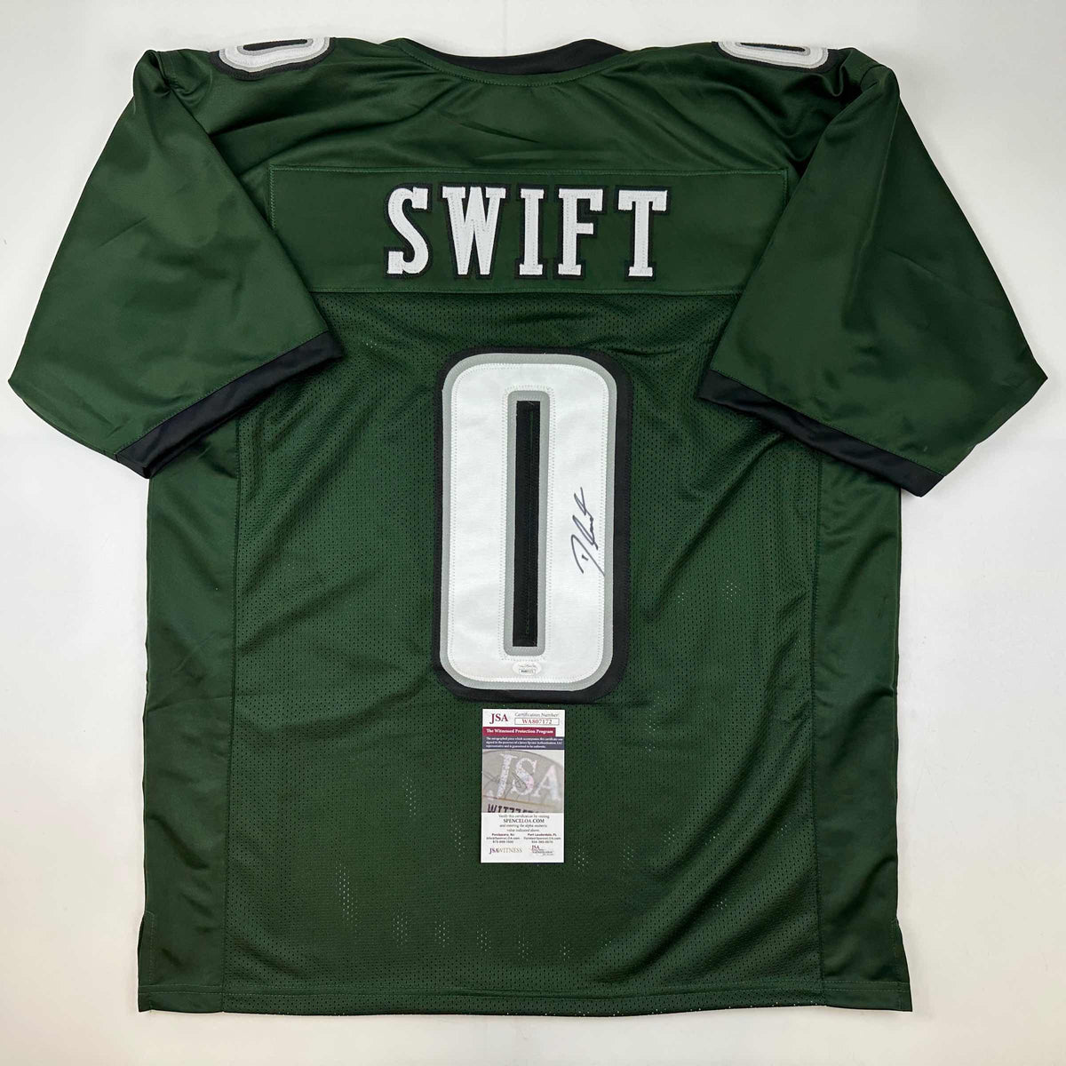 Autographed/Signed D'Andre Swift Philadelphia Green Football Jersey JSA COA