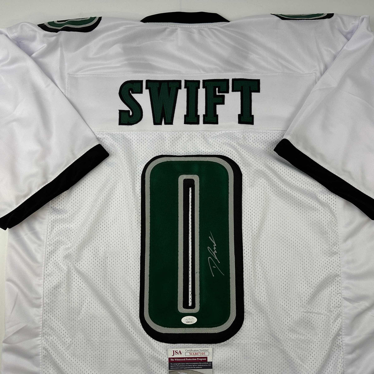 Autographed/Signed D'Andre Swift Philadelphia White Football Jersey JSA COA