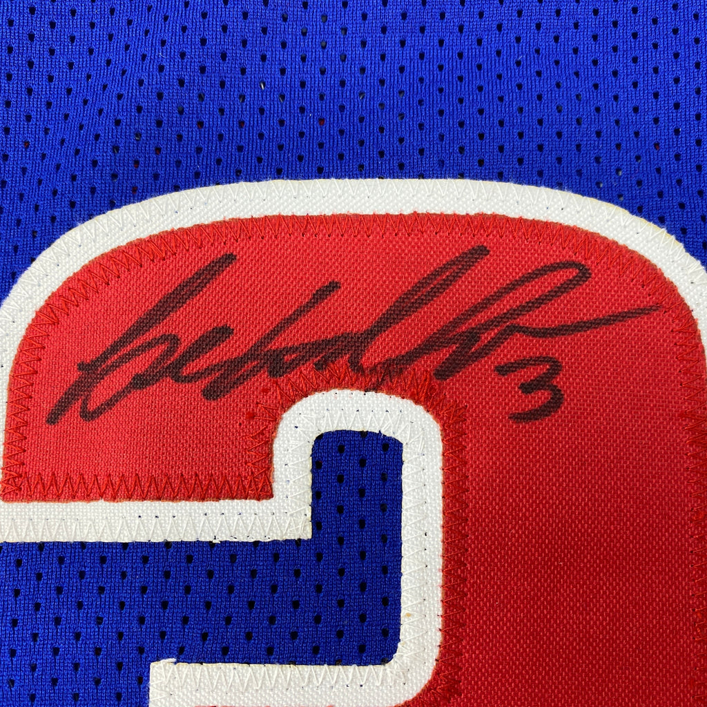 Autographed/Signed Ben Wallace Detroit Blue Basketball Jersey JSA COA