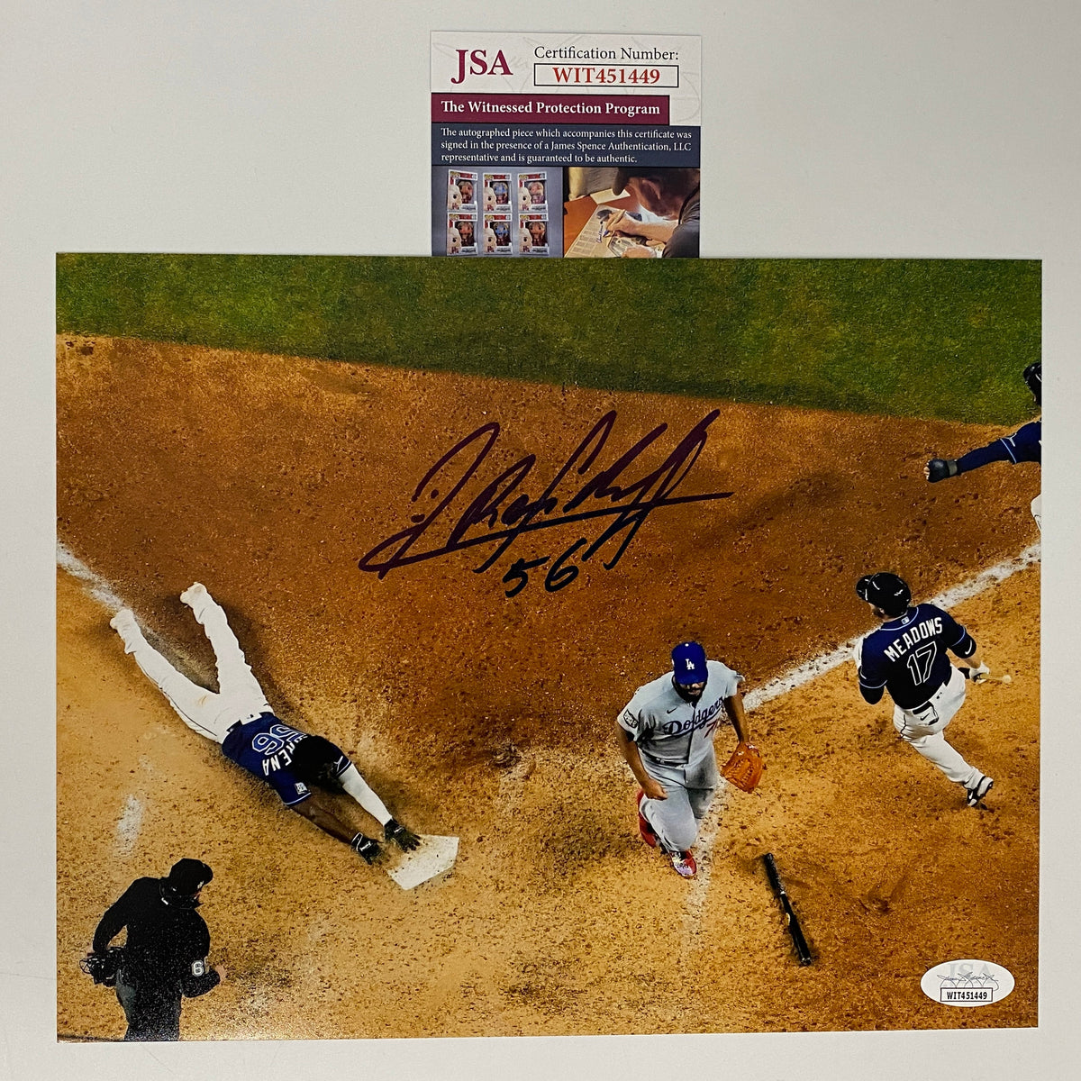 Autographed/Signed Randy Arozarena Tampa Bay Rays 8x10 Baseball Photo JSA COA #1