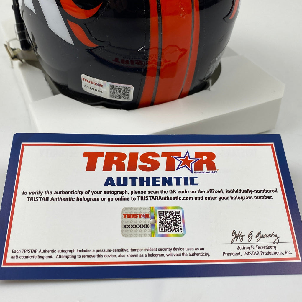 Autographed/Signed Champ Bailey Denver Broncos Mini Football Helmet Tristar COA