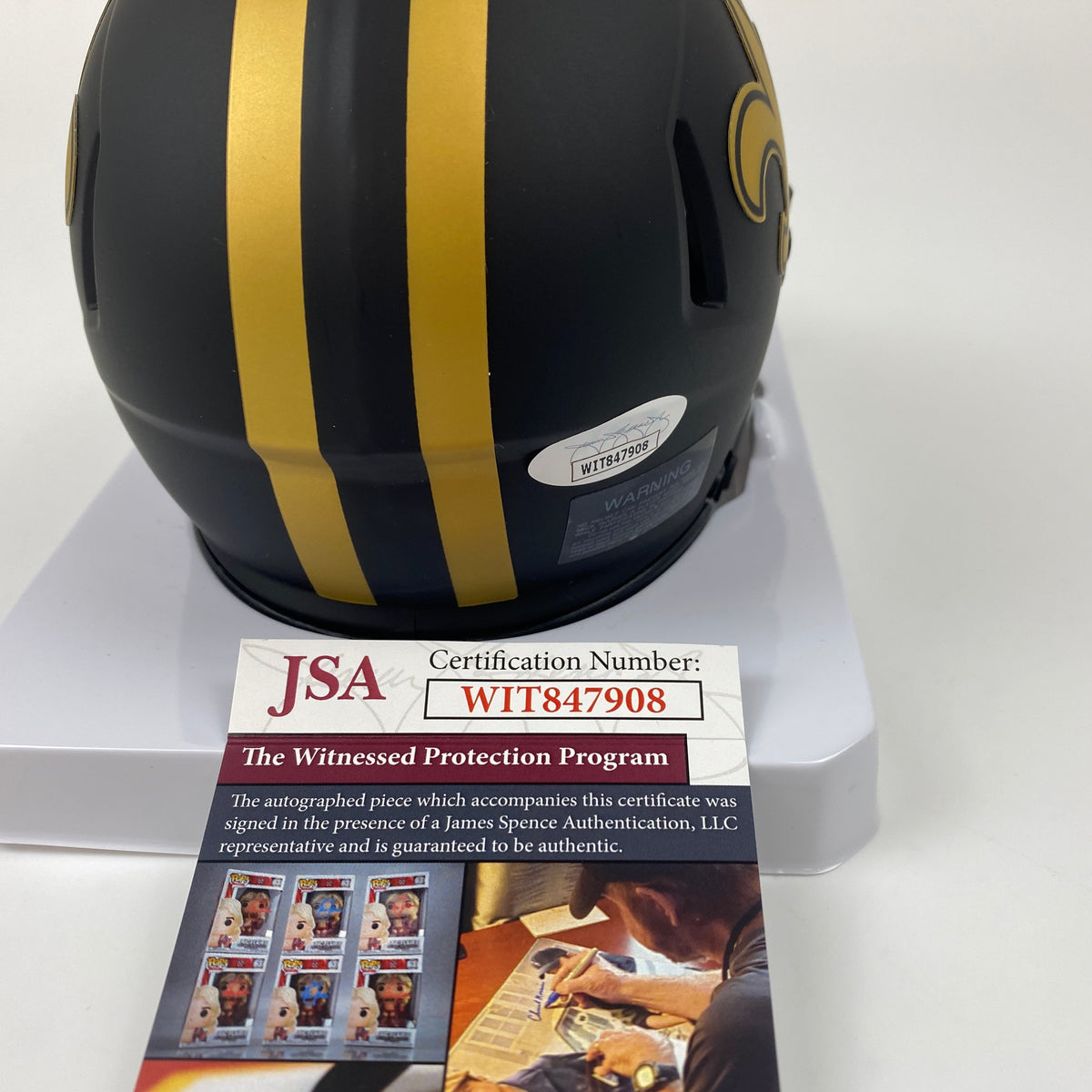 Autographed/Signed Marques Colston New Orleans Saints Eclipse Mini Football Helmet JSA COA
