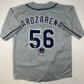Autographed/Signed Randy Arozarena Tampa Bay Grey Baseball Jersey Beckett BAS COA