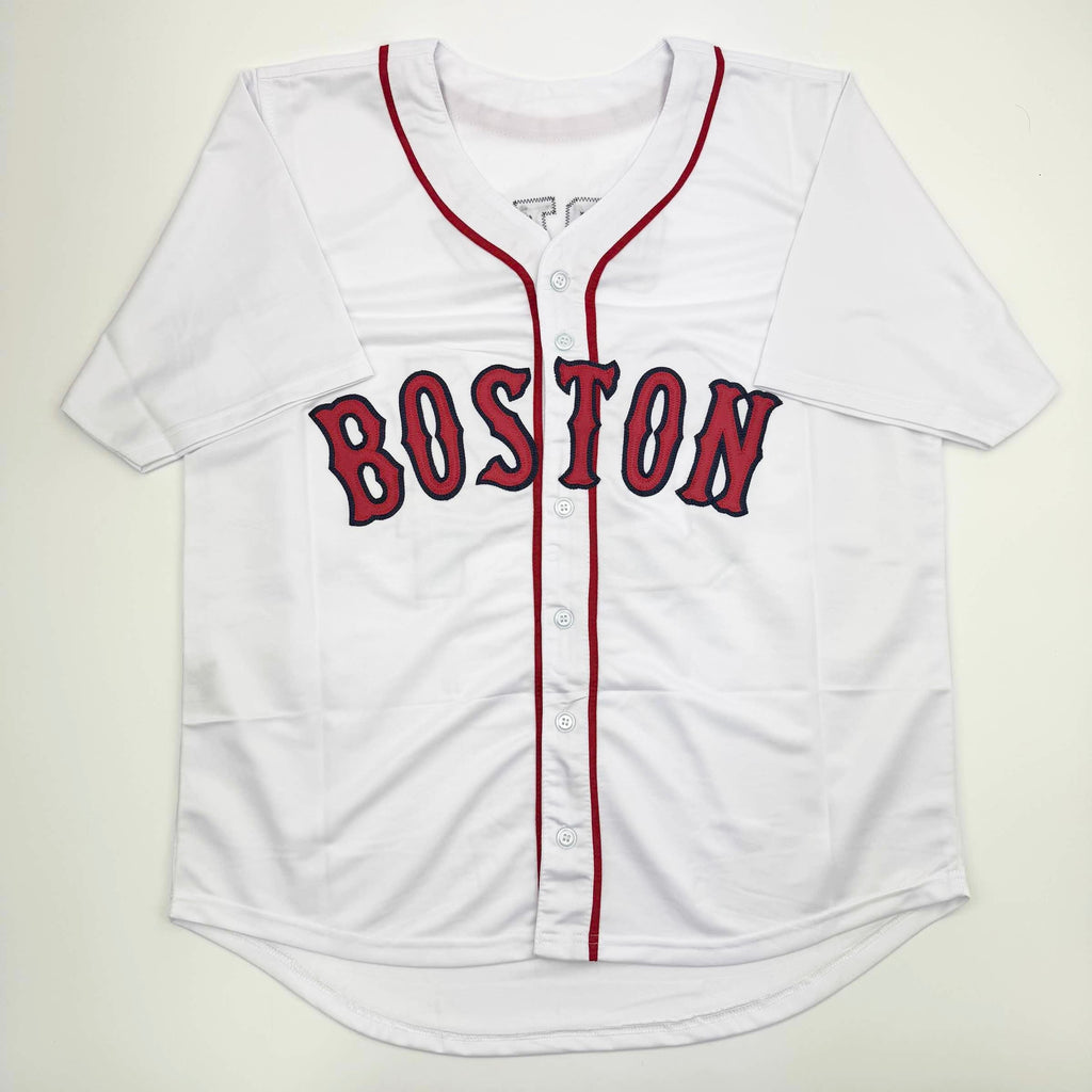 Autographed/Signed David Ortiz Boston White Baseball Jersey JSA COA