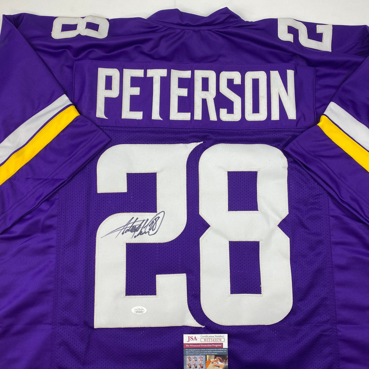 Autographed/Signed Adrian Peterson Minnesota Purple Football Jersey JSA COA