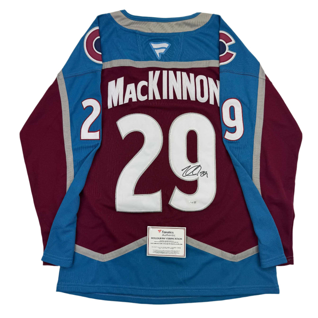 Autographed/Signed Nathan MacKinnon Colorado Avalanche Authentic Maroon Hockey Jersey Fanatics COA