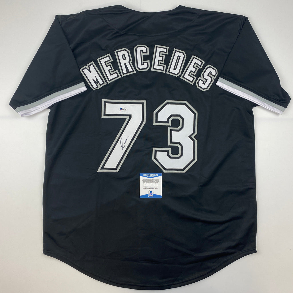 Autographed/Signed Yermin Mercedes Chicago Black Baseball Jersey Beckett BAS COA