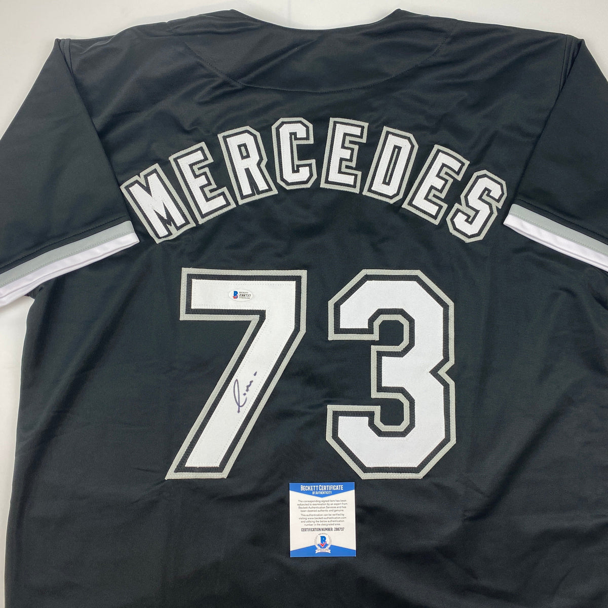 Autographed/Signed Yermin Mercedes Chicago Black Baseball Jersey Beckett BAS COA
