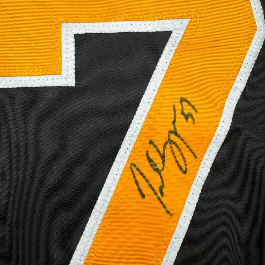 Autographed/Signed Patrice Bergeron Boston Black Hockey Jersey JSA COA