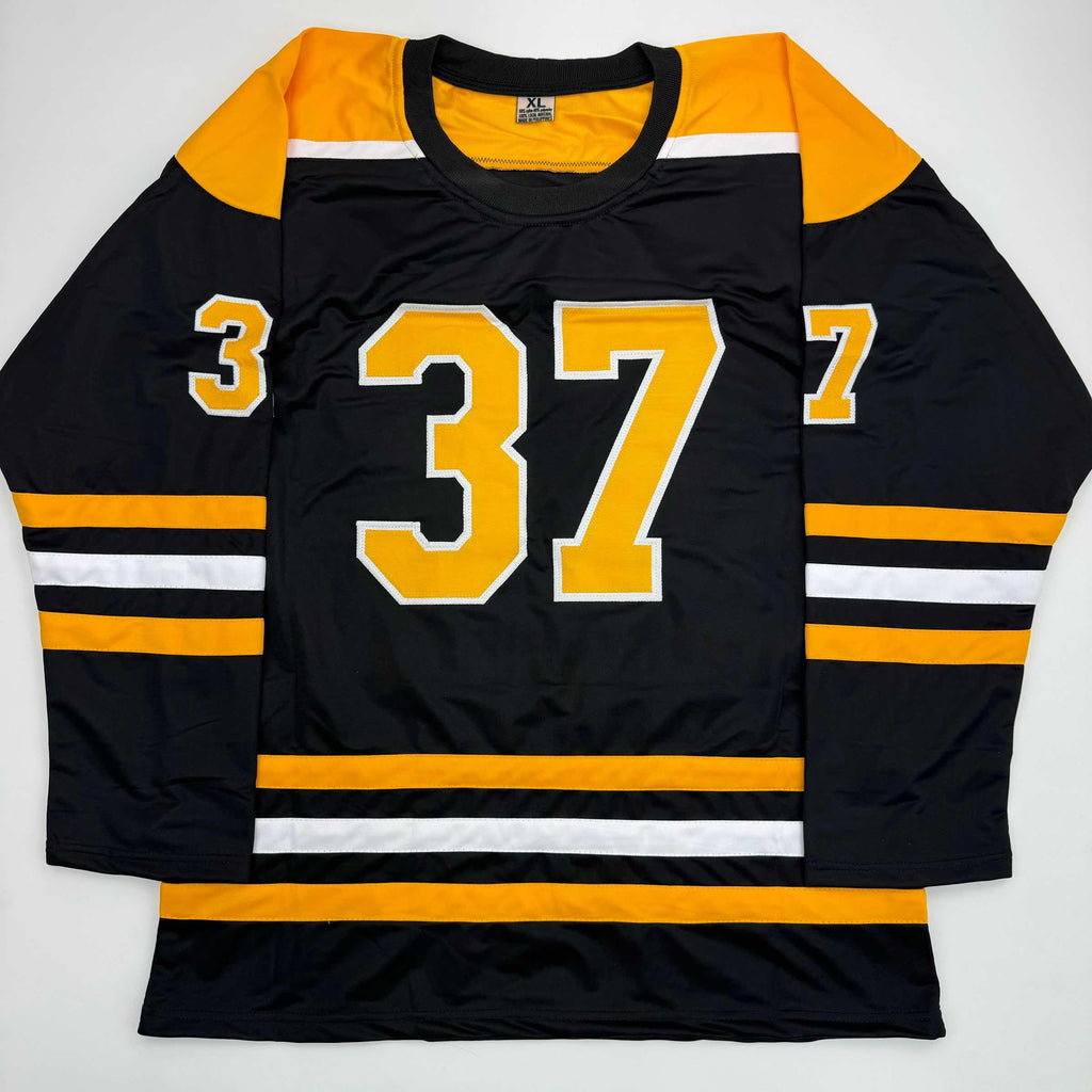 Autographed/Signed Patrice Bergeron Boston Black Hockey Jersey JSA COA