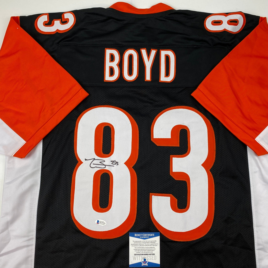 Autographed/Signed Tyler Boyd Cincinnati Black Football Jersey Beckett BAS COA