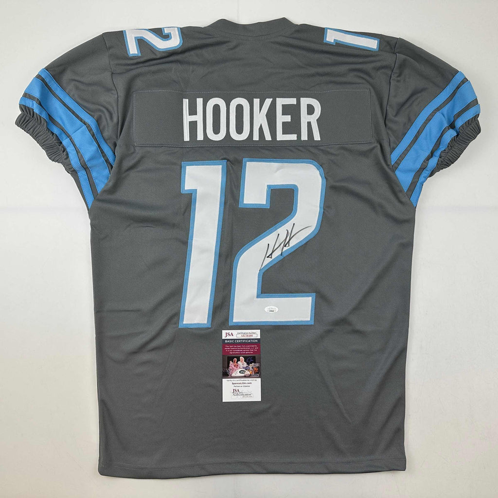 Autographed/Signed Hendon Hooker Detroit Grey Football Jersey JSA COA