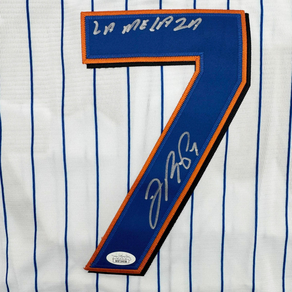 Autographed/Signed Jose Reyes New York Pinstripe Baseball Jersey JSA COA