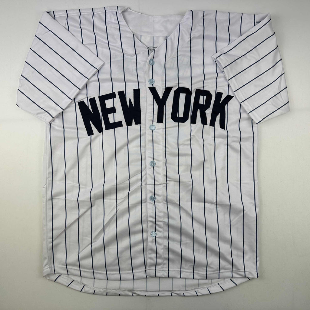 Autographed/Signed Wade Boggs New York Pinstripe Baseball Jersey Beckett BAS COA
