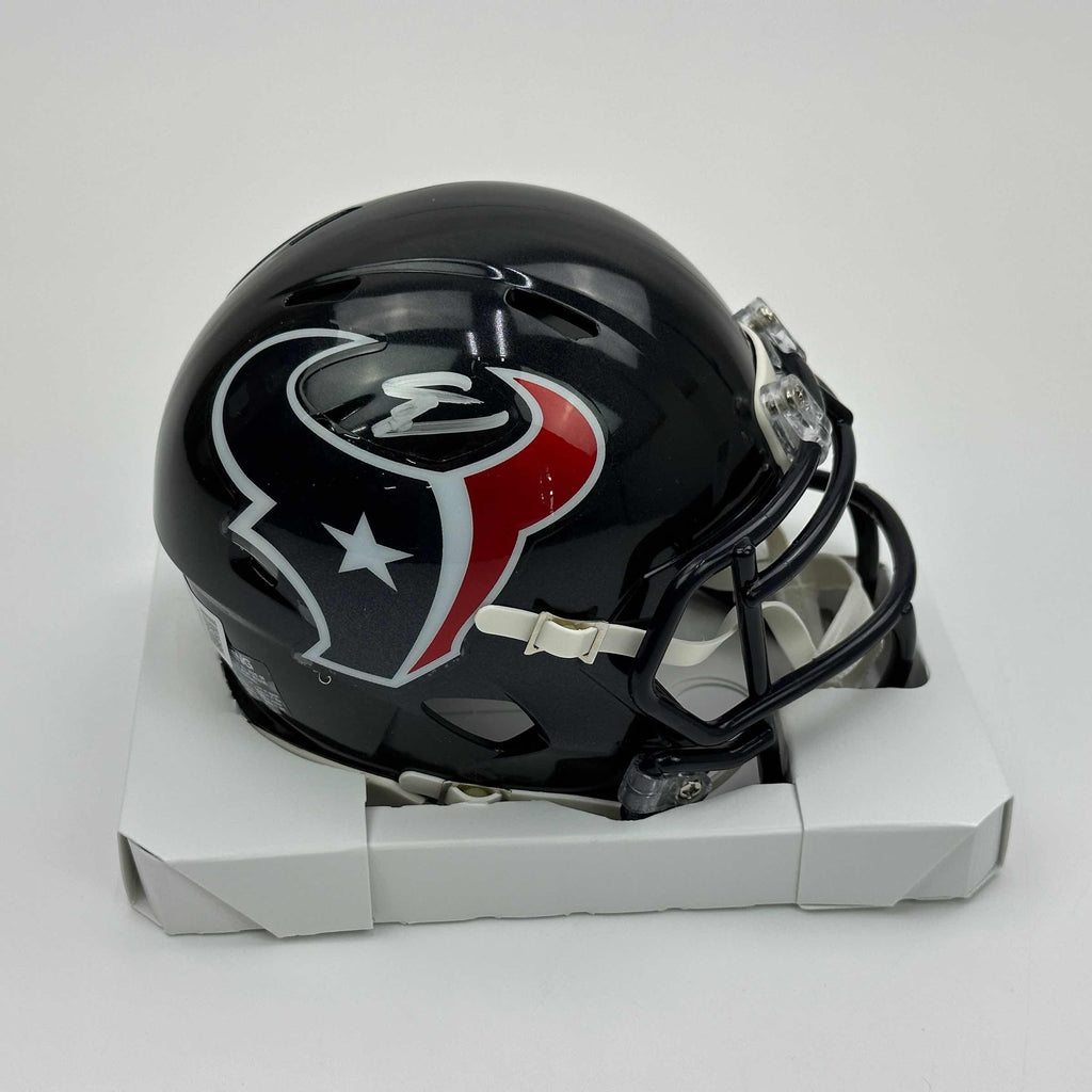 Autographed/Signed Stefon Diggs Houston Texans Mini Football Helmet Beckett BAS COA