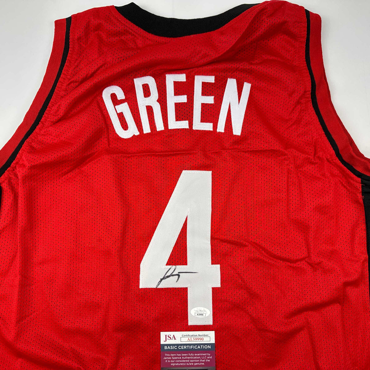 Autographed/Signed Jalen Green #4 Houston Red Basketball Jersey JSA COA