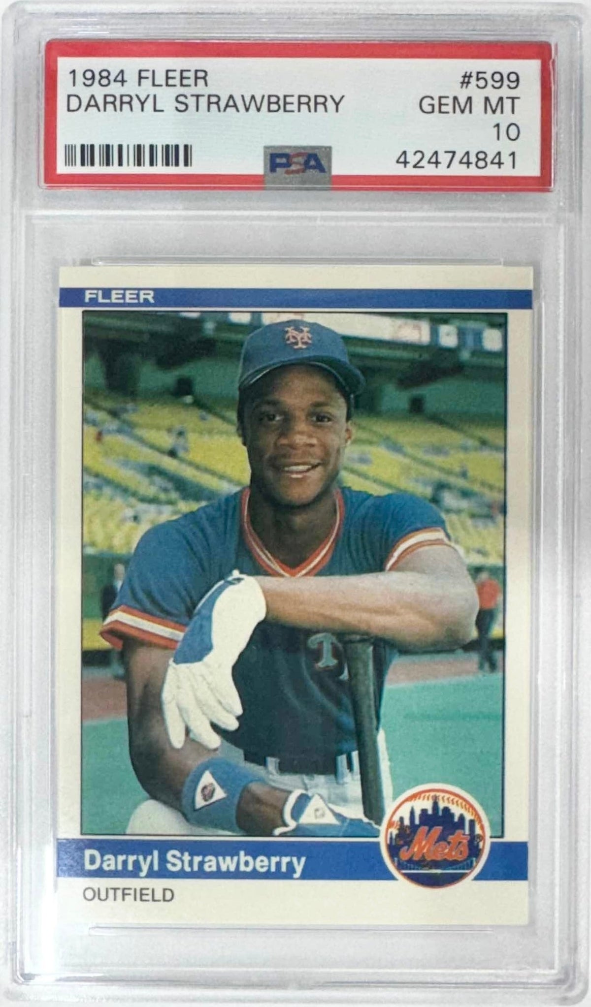 Graded 1984 Fleer Darryl Strawberry #599 Rookie RC Baseball Card PSA 10 Gem Mint