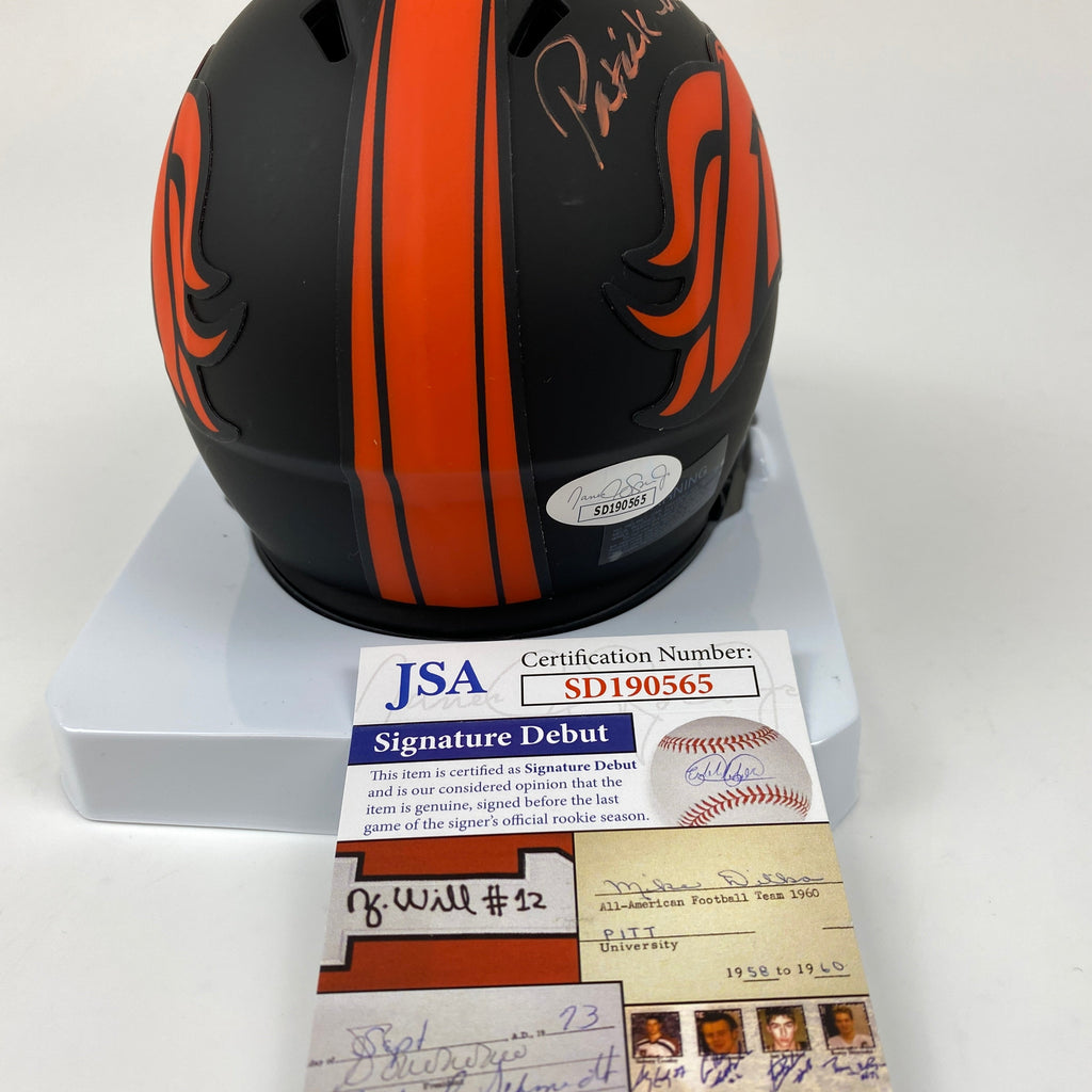 Autographed/Signed Patrick Surtain II Denver Broncos Eclipse Mini Football Helmet JSA COA