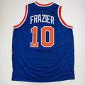 Autographed/Signed Walt Frazier New York Blue Basketball Jersey PSA/DNA COA