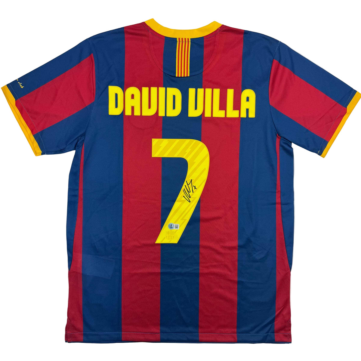 Autographed/Signed David Villa FC Barcelona Blue Soccer Jersey Beckett BAS COA
