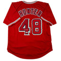 Autographed/Signed Torii Hunter Los Angeles Anaheim Red Baseball Jersey Beckett BAS COA